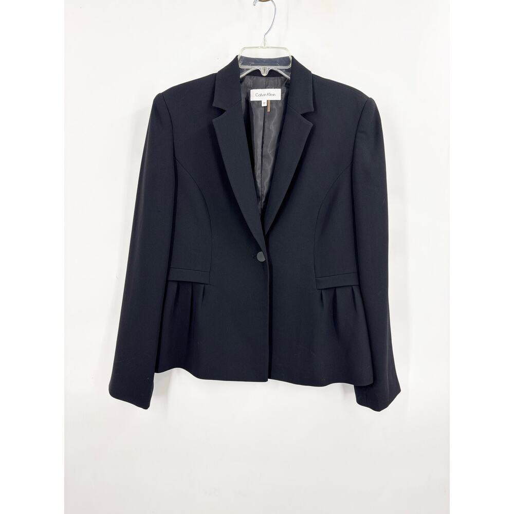 Calvin Klein Black Peplum Waist Blazer Jacket Size 12